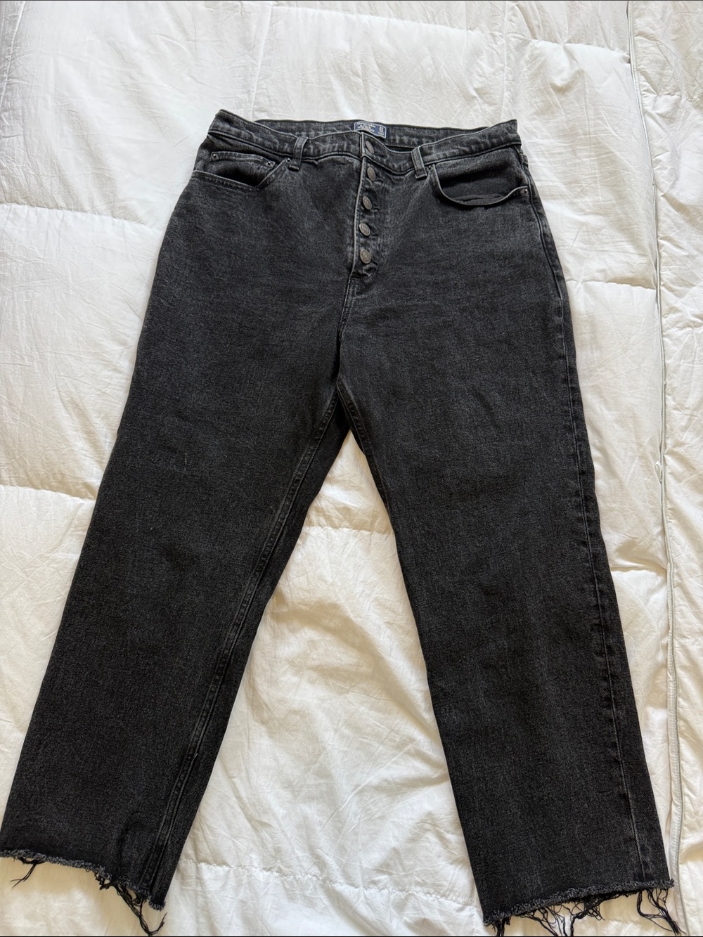 Abercrombie & Fitch Black Straight-Leg Button-Fly Jeans